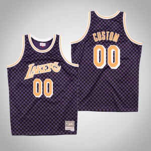 Custom Los Angeles Lakers Mitchell & Ness Swingman Men's #00 Checkerboard Jersey - Purple 535949-218
