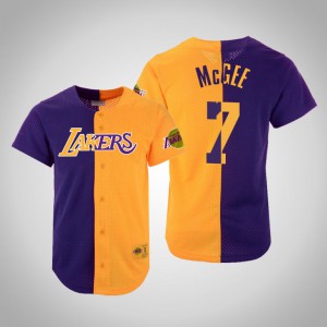 JaVale McGee Los Angeles Lakers Mitchell & Ness Hardwood Classics Men's #7 Split Mesh Button Jersey - Purple Gold 732461-223