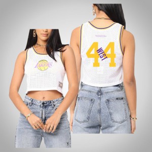 Jerry West Los Angeles Lakers 2021 Tank Top Women's Mesh Crop Jersey - White 276993-993