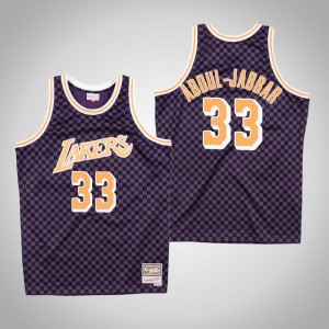 Kareem Abdul-Jabbar Los Angeles Lakers Mitchell & Ness Swingman Men's #33 Checkerboard Jersey - Purple 667347-383