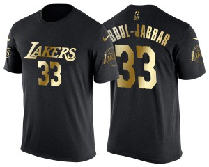 Kareem Abdul-Jabbar Los Angeles Lakers Retired Player Name & Number Men's #33 Gilding T-Shirt - Gold 720086-728