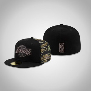 Los Angeles Lakers 59FIFTY Fitted Men's Camo Panel Hat - Black 191999-592