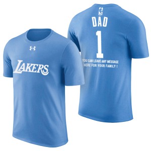Los Angeles Lakers 2018 No.1 DAD With Message Men's Father's Day T-Shirt - Blue 654567-703