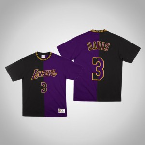 Anthony Davis Los Angeles Lakers Hardwood Classics Men's #3 Split T-Shirt - Purple Black 991618-252
