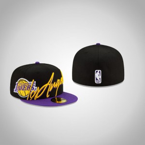 Los Angeles Lakers 59FIFTY Fitted Men's Cursive Hat - Black 262909-820