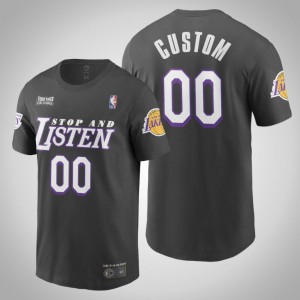Custom Los Angeles Lakers Stop and Listen Men's #00 Black Lives Matter T-Shirt - Black 269252-644