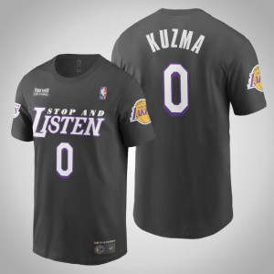 Kyle Kuzma Los Angeles Lakers Stop and Listen Men's #0 Black Lives Matter T-Shirt - Black 888450-462