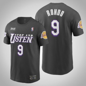 Rajon Rondo Los Angeles Lakers Stop and Listen Men's #9 Black Lives Matter T-Shirt - Black 767113-378