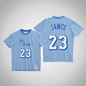 LeBron James Los Angeles Lakers Front Back Men's #23 Striped T-Shirt - Blue 969156-476