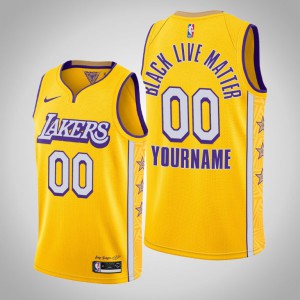 Custom Los Angeles Lakers City Men's #00 Social Justice Jersey - Gold 536420-666