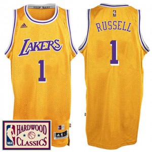 D'Angelo Russell Los Angeles Lakers 2016-17 Season Throwback Men's #1 Hardwood Classics Jersey - Gold 711344-754