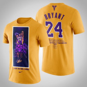 Kobe Bryant Los Angeles Lakers For The Win Men's #24 The Black Mamba T-Shirt - Yellow 731207-381
