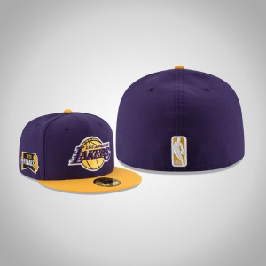Los Angeles Lakers Side Patch Two-Tone 59FIFTY Fitted Men's 2020 NBA Finals Bound Hat - Purple 595797-517