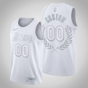 Custom Los Angeles Lakers Glory Retired Men's #00 Platinum Limited Jersey - White 640035-958