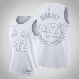 James Worthy Los Angeles Lakers Glory Retired Men's #42 Platinum Limited Jersey - White 896324-890