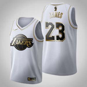 LeBron James Los Angeles Lakers Men's #23 Golden Edition Jersey - White 727102-106