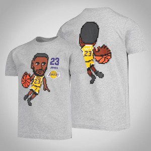 LeBron James Los Angeles Lakers Cotton Men's Pixel Player T-Shirt - Gray 982943-109