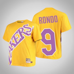 Rajon Rondo Los Angeles Lakers HWC Men's #9 Big Face T-Shirt - Gold 651033-478