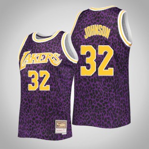 Magic Johnson Los Angeles Lakers Hardwood Classics Men's Wild Life Jersey - Purple 720724-887