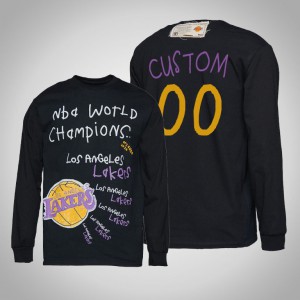 Custom Los Angeles Lakers Long Sleeve Men's #00 2020 NBA Finals Champions T-Shirt - Black 912635-402
