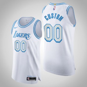 Custom Los Angeles Lakers 2020-21 Authentic Legacy of Lore Men's #00 City Jersey - White 615226-863