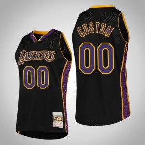 Custom Los Angeles Lakers Hardwood Classics Men's #00 Rings Collection Jersey - Black 654325-951