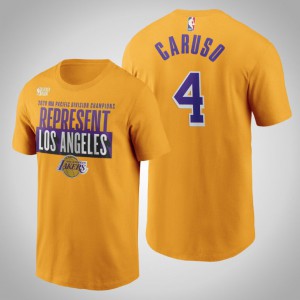 Alex Caruso Los Angeles Lakers Men's #4 2020 West Division Champions T-Shirt - Gold 901025-971
