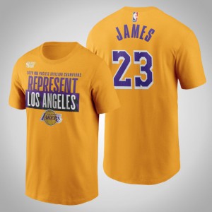 LeBron James Los Angeles Lakers Men's #23 2020 West Division Champions T-Shirt - Gold 204779-465