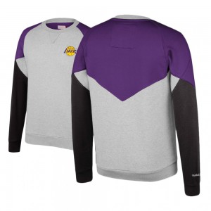 Los Angeles Lakers Trading Block Crew Men's Hardwood Classics Sweatshirt - Heathered Gray 345991-814