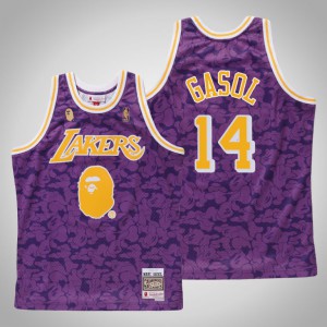 Marc Gasol Los Angeles Lakers Men X Mitchell Ness Hardwood Classics Men's #14 BAPE Jersey - Purple 206048-745