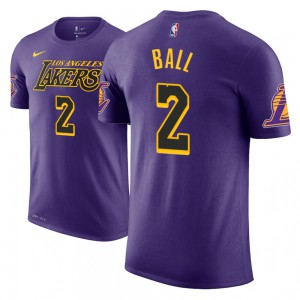 Lonzo Ball Los Angeles Lakers Edition Name & Number Men's #2 City T-Shirt - Purple 439431-853