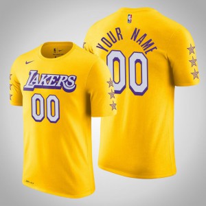 Custom Los Angeles Lakers 2020 Season Name & Number Men's #00 City T-Shirt - Gold 627833-647