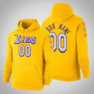 Custom Los Angeles Lakers 2020 Season Pullover Men's #00 City Hoodie - Gold 694647-215