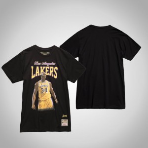 Shaquille O'Neal Los Angeles Lakers Throwback Men's #34 Courtside T-Shirt - Black 597931-341