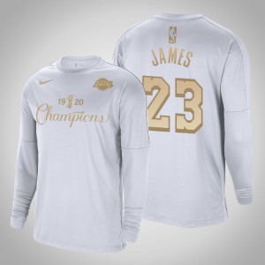 LeBron James Los Angeles Lakers Trophy Ring Banner Shooting Men's #23 2020 NBA Finals Champions T-Shirt - White 923181-341