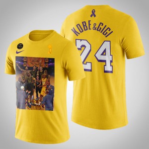 Kobe Bryant Los Angeles Lakers 17th Champions For Kobe and Gianna Men's #24 2020 NBA Finals Champions T-Shirt - Yellow 445045-653