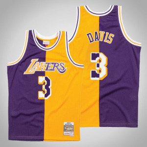 Anthony Davis Los Angeles Lakers 1996-97 Hardwood Classics Men's #3 Split Jersey - Purple Gold 494235-840