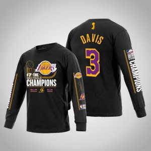 Anthony Davis Los Angeles Lakers 17Times Long Sleeve Men's #3 2020 NBA Finals Champions T-Shirt - Black 769987-697