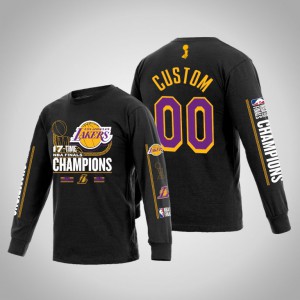 Custom Los Angeles Lakers 17Times Long Sleeve Men's #00 2020 NBA Finals Champions T-Shirt - Black 151703-464