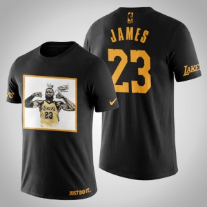 LeBron James Los Angeles Lakers Crown Logo Men's #23 Art Print T-Shirt - Black 532118-675