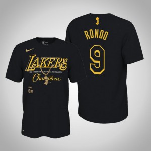 Rajon Rondo Los Angeles Lakers Celebration Pendant Men's #9 2020 NBA Finals Champions T-Shirt - Black 363507-700