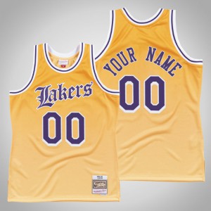 Custom Los Angeles Lakers 1984-85 Faded Men's #00 Old English Jersey - Yellow 673482-666