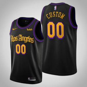 Custom Los Angeles Lakers 2019-20 Men's #00 City Jersey - Black 725815-185