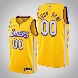 Custom Los Angeles Lakers 2019-20 Men's #00 City Jersey - Gold 113145-484