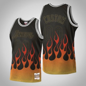 Custom Los Angeles Lakers Men's #00 Flames Jersey - Black 919512-726