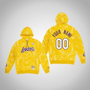 Custom Los Angeles Lakers Camo Pullover Men's #00 AAPE x Mitchell Ness Hoodie - Gold 215516-783
