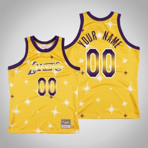 Custom Los Angeles Lakers Swingman Mitchell & Ness Classic Men's #00 Airbrush Knit Jersey - Gold 373891-178