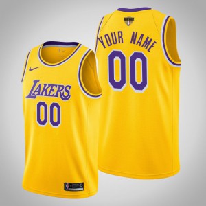 Custom Los Angeles Lakers Icon Men's #00 2020 NBA Finals Bound Jersey - Yellow 924789-148