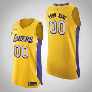 Custom Los Angeles Lakers Authentic Men's #00 Icon Jersey - Yellow 849517-946