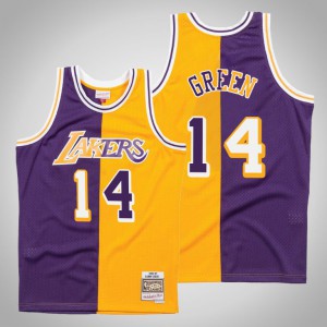 Danny Green Los Angeles Lakers 1996-97 Hardwood Classics Men's #14 Split Jersey - Purple Gold 285213-686
